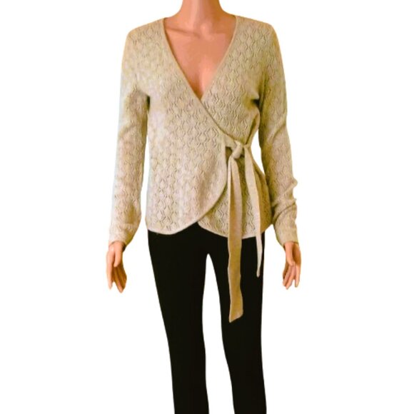 Fenn Wright Manson Wrap Sweater L Cream Lambswool & Angora - Picture 1 of 5